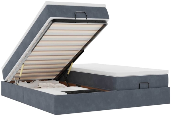 vidaXL Ottoman-Bett mit Matratzen Dunkelgrau 180x200 cm Samt 3311262