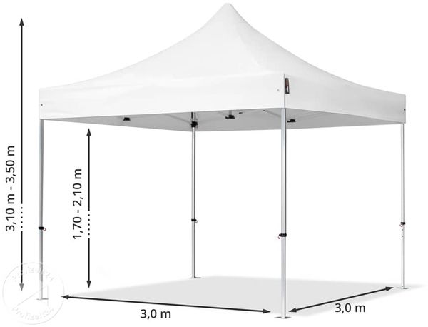 3x3 m Faltpavillon PROFESSIONAL Alu 40mm, Seitenteile mit Sprossenfenstern, blau Bild 10