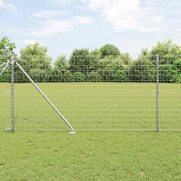 vidaXL Outdoor Euro Zaun mit Spitzen 10 x 1 m Verzinkter Stahl Silber 3350727