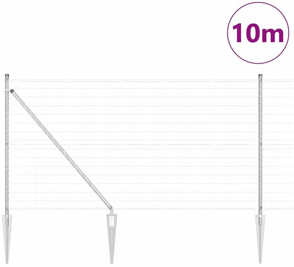 vidaXL Outdoor Euro Zaun mit Spitzen 10 x 1 m Verzinkter Stahl Silber 3350727 Bild 3
