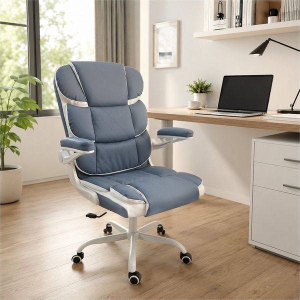 HTI-Living Schreibtischstuhl Schreibtischstuhl drehbar mit Wippfunktion Kunstleder Blau (Stück, 1 St)