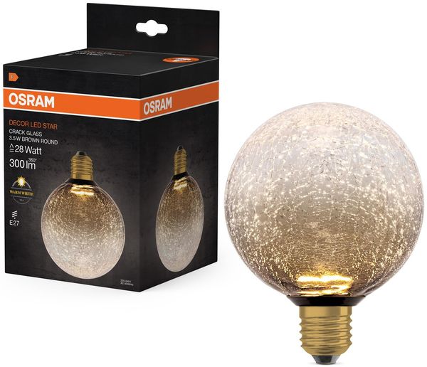 OSRAM DECOR LED LAMP IN CRACKED GLASS IN CRACKED GLASS ROUND BROWN
