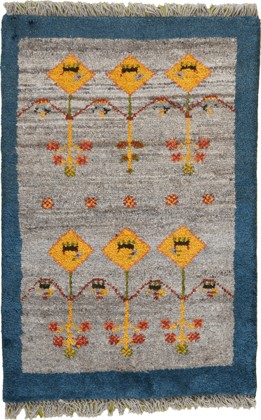 Looma 'Sheila' Gabbeh Sonnat handgeknüpft, Schurwolle Grau, 58x88 cm
