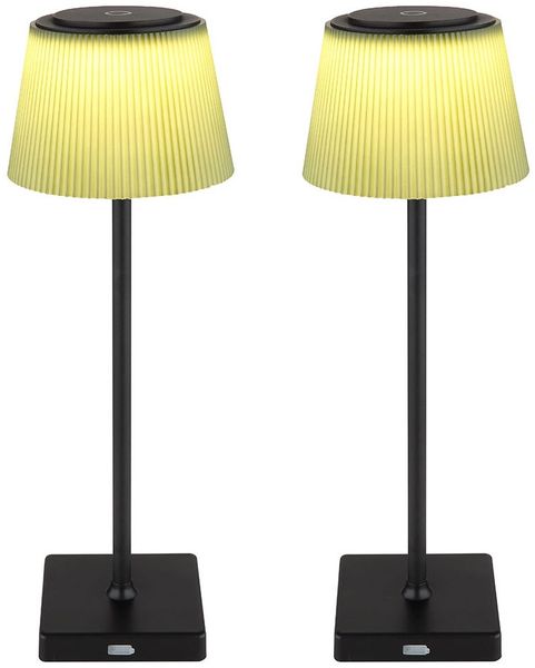 2x LED Tischlampe, Innen Außen, Touchdimmer, Akku H 38 cm