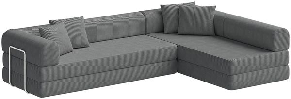 skølm 'Lofn' Modulares Sofa 4 Sitzer, 300x200 cm, Vollschaumcouch mit Metallgestell, Cord dunkelgrau, Schlafsofa vakuumverpackt, kein Aufbau erforderlich Bild 14