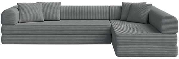 skølm 'Lofn' Modulares Sofa 4 Sitzer, 300x200 cm, Vollschaumcouch mit Metallgestell, Cord dunkelgrau, Schlafsofa vakuumverpackt, kein Aufbau erforderlich Bild 13
