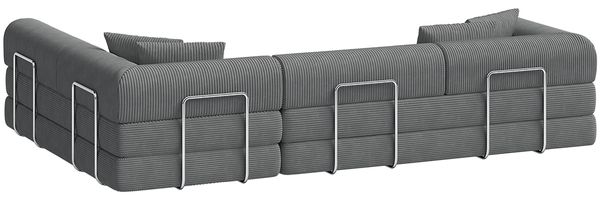 skølm 'Lofn' Modulares Sofa 4 Sitzer, 300x200 cm, Vollschaumcouch mit Metallgestell, Cord dunkelgrau, Schlafsofa vakuumverpackt, kein Aufbau erforderlich Bild 11