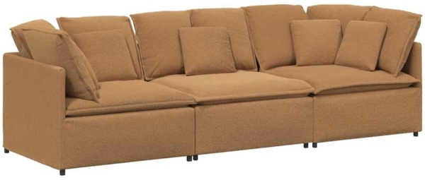 vidaXL Modulares Sofa mit Kissen Stoff in Lammwolloptik Beige 3321296