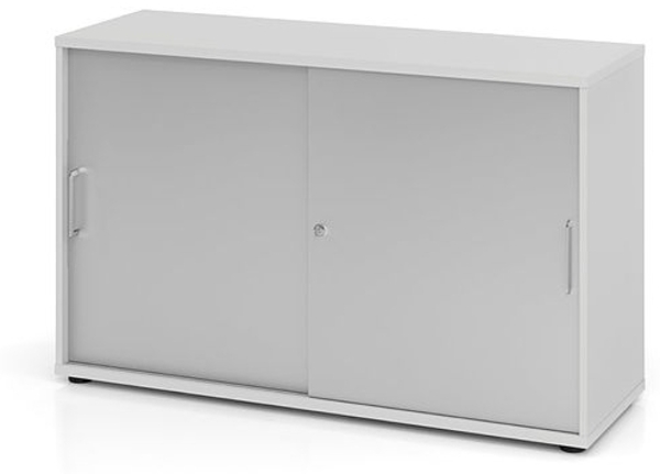 Büroschrank Aktenschrank Schiebetürenschrank, Grau/Silber, Relinggriff, 74,8 x 40 x 120 cm