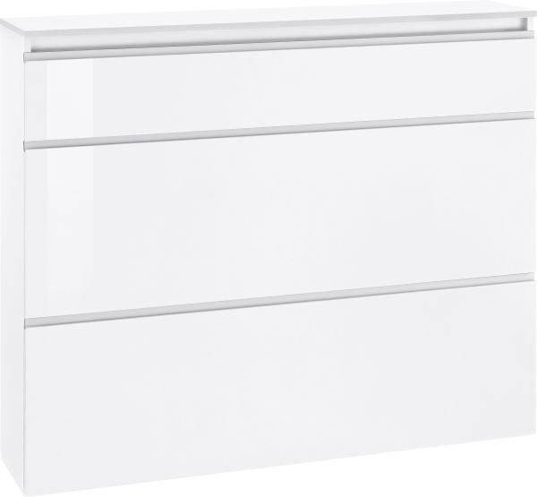 Schuhschrank >Magione< in Weiß Hochglanz - 121x108x26.5cm (BxHxT)