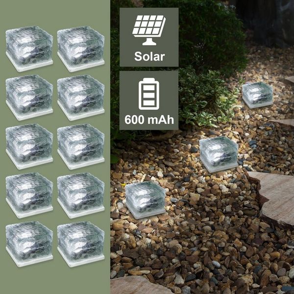 EAXUS LED Solarleuchte LED Eiswürfel Solar Cube Deko, LED fest integriert, Kaltweiß, Mit Dämmerungssensor