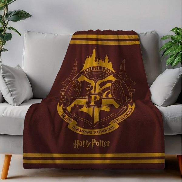 Harry Potter Hogwarts Wappen Flauschdecke Wohndecke 130 x 160 cm