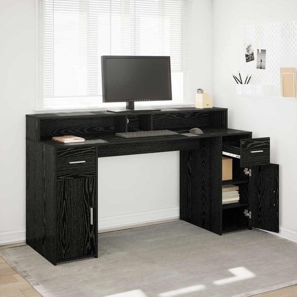 vidaXL Schreibtisch Schwarze Eiche 160 x 55 x 91 cm Holzwerkstoff 3365615
