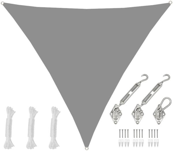 3x3x3m Sonnensegel Wasserdicht mit Befestigung Grau