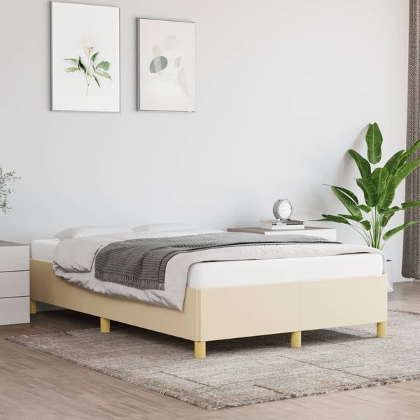 vidaXL Bettgestell ohne Matratze Creme 120x190 cm Stoff 3269643