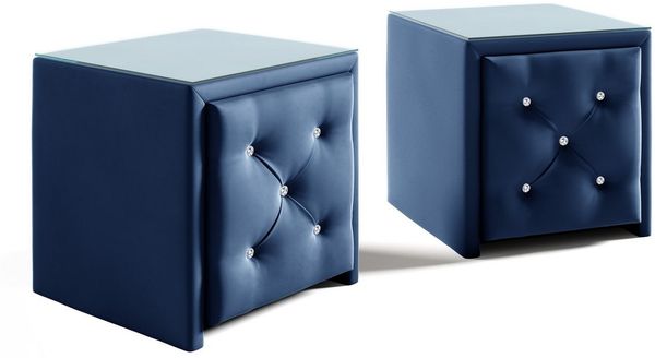 Nachttisch Nachtkonsole 2er Set SEVRA 50x50cm in Stoff Elisa Velvet Blau Bild 3