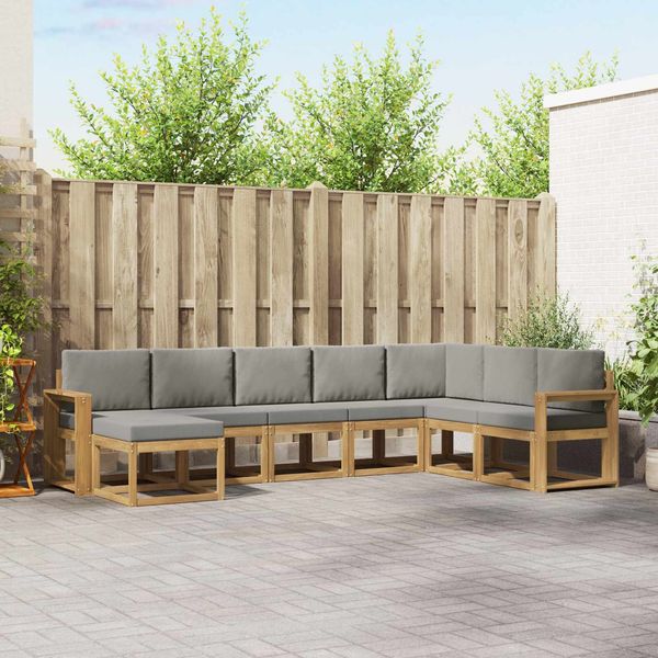 vidaXL Outdoor-Sofagarnitur mit Kissen 8 pcs Weiß und Hellgrau 3388055