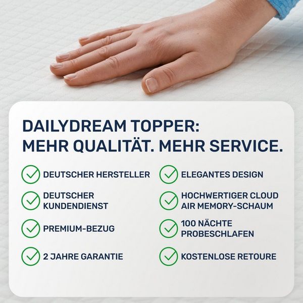 Dailydream viscoelastischer Matratzentopper "Model M" mit Memory Foam Effekt, 80x190x5cm, IT Edition "Standard"