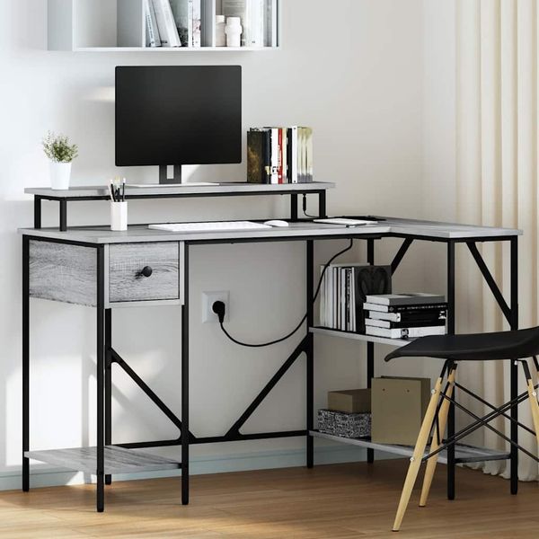 vidaXL Schreibtisch Graues Sonoma 120 x 79 x 86,5 cm Holzwerkstoff 859403