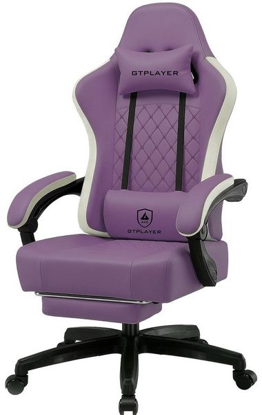 GTPLAYER Gaming-Stuhl Ergonomischer Gaming Sessel Schreibtischstuhl aus Stoff/Kunstleder (Pacekung), Federsitzkissen mit Fußstütze