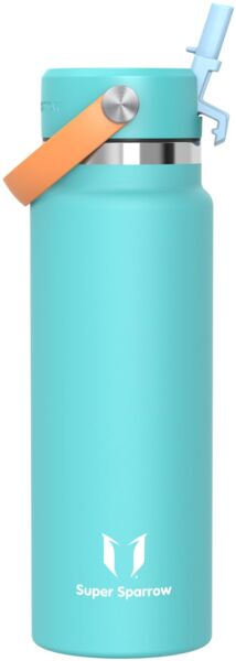 Sparrow Trinkflasche Edelstahl 1000ml - Weiter Öffnung SwivelSip Thermosflasche mit Strohhalm - BPA-frei, Auslaufsicher Trinkflaschen - Ergonomisch Thermoskanne für Sport, Reisen, Outdoor