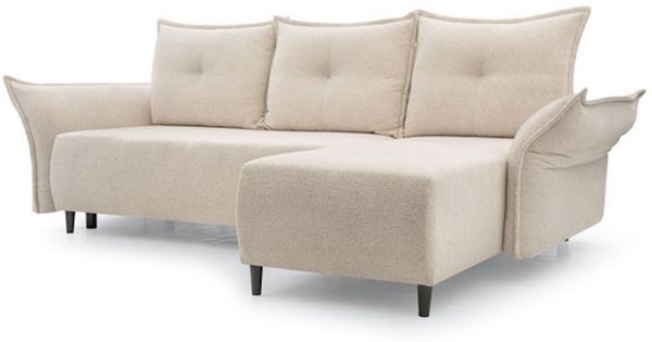Ecksofa Eckcouch Napoli Raven 22 Creme Ottomane rechts