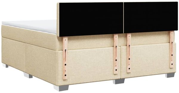 vidaXL Boxspringbett mit Matratze Creme 180x200 cm Stoff 3288286 Bild 12