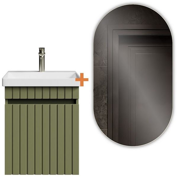 Planetmöbel Badmöbel-Set Cosmia, (Waschbecken mit Unterschrank, 1-St, Waschtisch inkl. Bad Spiegel mit LED & Armatur), Bad Möbel für Gäste WC & Bad Bild 5