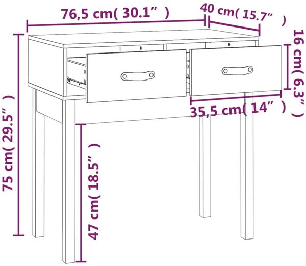 vidaXL Konsolentisch 76,5x40x75 cm Massivholz Kiefer 821749 Bild 9