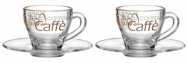 Ritzenhoff & Breker Espressotasse 2er Set Milano mit Untertassen, 95 ml, 2-tlg, Glas