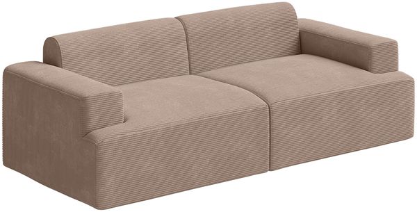 skølm 'Freki' Cloud Sofa 2 Sitzer, Vollschaumcouch mit Federkern und Vakuum-Kompression, kein Aufbau erforderlich, mit 2 Kissen, Cord taupe Bild 10