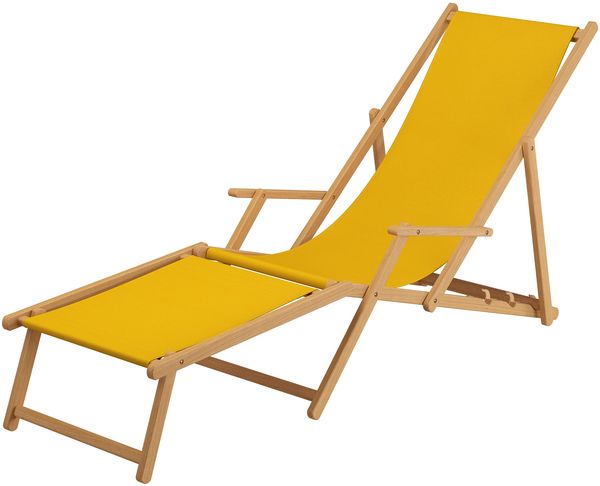Sonnenliege gelb Liegestuhl klappbare Gartenliege Deckchair Strandstuhl Gartenmöbel Holz 10-302 N F
