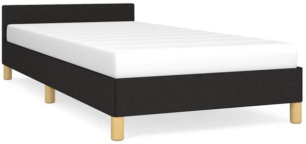 Einzelbettgestell Design für Erwachsene mit Kopfteil ohne Matratze Schwarz 90x190 cm Stoff d3099e