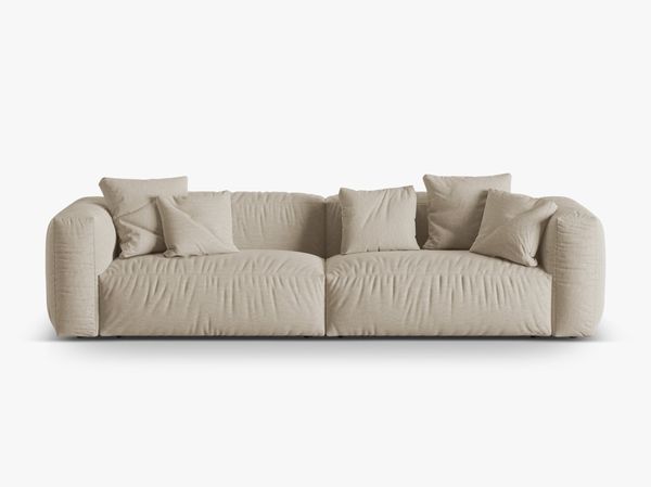 Micadoni Sofa Martina 4-Sitzer Strukturierter Stoff Helles Beige