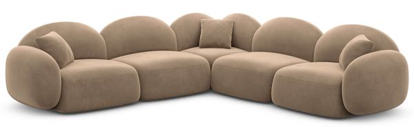 Ecksofa Mirello L Form aus Samtstoff - Samtstoff - braun