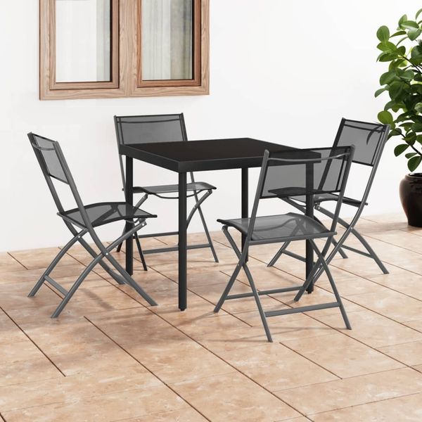 vidaXL Klappbare Gartenstühle 4 Stk. Schwarz Stahl und Textilene 318767
