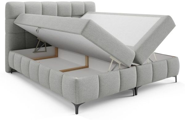 Boxspringbett Schlafzimmerbett SOPHIE 100x200cm Stoff Aragon Hellgrau Bild 4