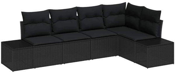 vidaXL Gartensofa-set 5 pcs Schwarz Poly-Rattan 3347063