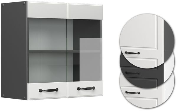 Küchenglasschrank R-Line Weiß Landhaus 60 cm Vicco Bild 6