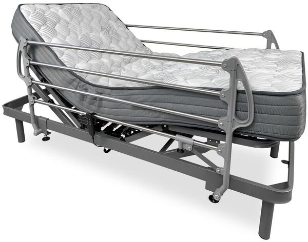 DUÉRMETE ONLINE Dorsaltec Elektrisches Bett, verstärkt, mit Geländer aus Edelstahl, Anthrazit, 105x190 cm