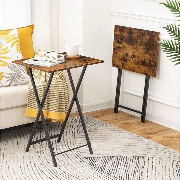Hoobro Beistelltisch Klappbar Tablett Tisch (Sofatisch, TV Tray im Industriestil), Faltbare Konstruktion für platzsparendes Verstauen
