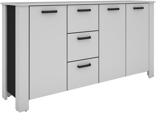 byLIVING Sideboard FARO/Stollenoptik / 3 Türen und 3 Schubkästen/verstellbare Einlegeböden/viel Stauraum/Kommode/Anrichte/Maße: B 160, H 84, T (Weiß)