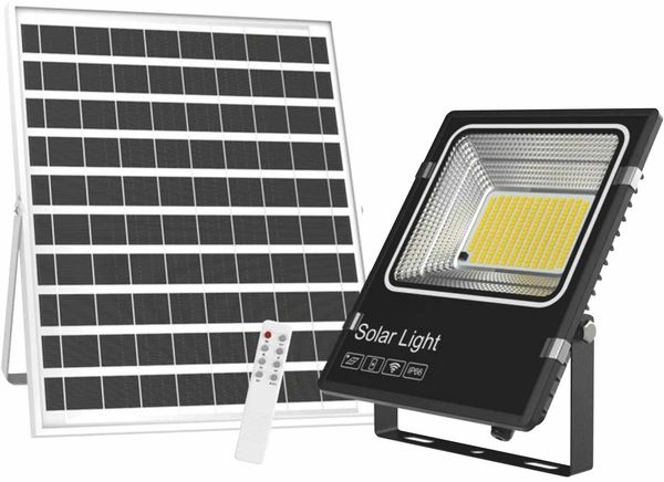 LUXULA LED Solarleuchte Solarstrahler, LED-Fluter, Solar mit Akku, 6 W PV, 700 lm, 6500K, IP66, LED fest integriert, Tageslichtweiß, kaltweiß, steuerbar mit Fernbedienung