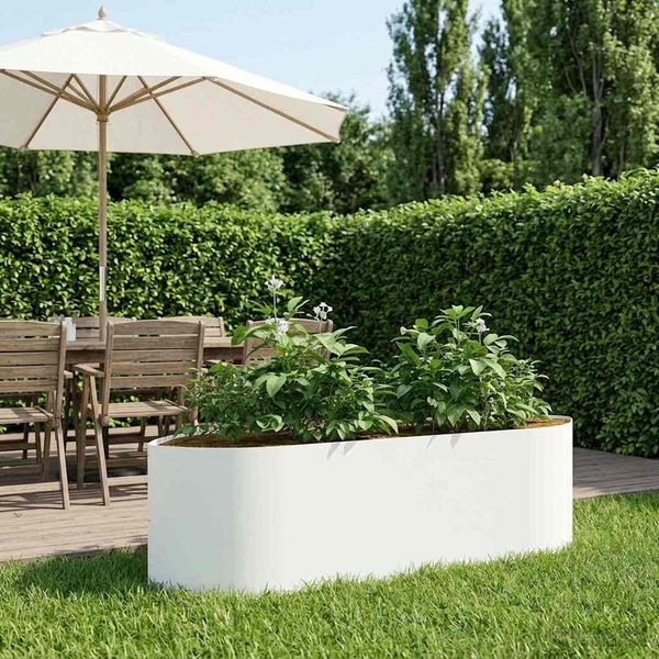 vidaXL Hochbeet im Garten Weiß 140 x 40 x 40 cm Stahl 8011713