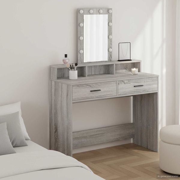 vidaXL Schminktisch mit Speicher Grau 100 x 41 x 140 cm Holzwerkstoff 865177