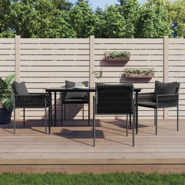 vidaXL 5-tlg. Garten-Essgruppe mit Kissen Poly Rattan und Stahl 3187059