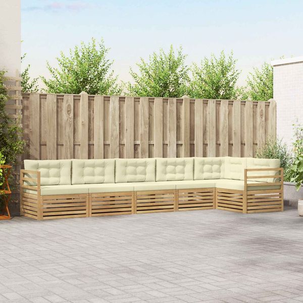 vidaXL Outdoor-Sofagarnitur 6 pcs Weiß und Creme 404 x 166,5 x 73 cm 3390545