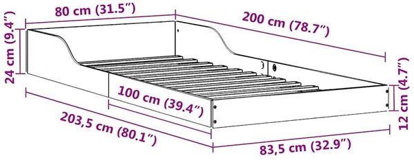 vidaXL Bettrahmen Wachsbraun 80 x 200 cm Massives Kiefernholz 873336 Bild 11