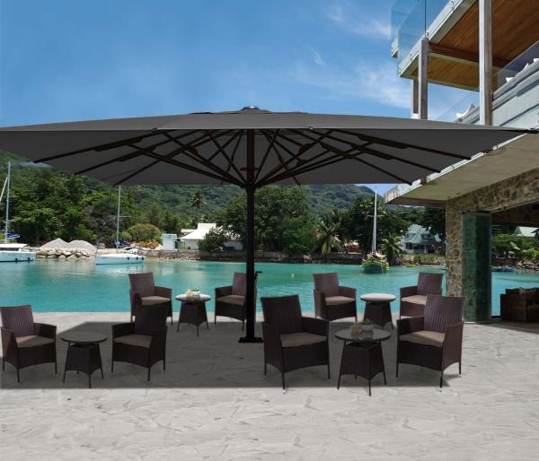 Gastronomie-Luxus-Sonnenschirm HWC-D20, XXL-Schirm Marktschirm, 5x5m (Ø7,2m) Polyester/Alu 90kg ~ anthrazit