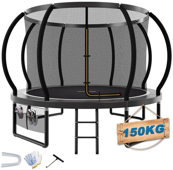 HOMALL Gartentrampolin Kindertrampolin Ø305/366, Gewicht 150kg, Ø 228 cm, (228 cm, Ø 228/305/366/427 cm, mit Sicherheitsnetz und Leiter, 360° Schutzgitter)